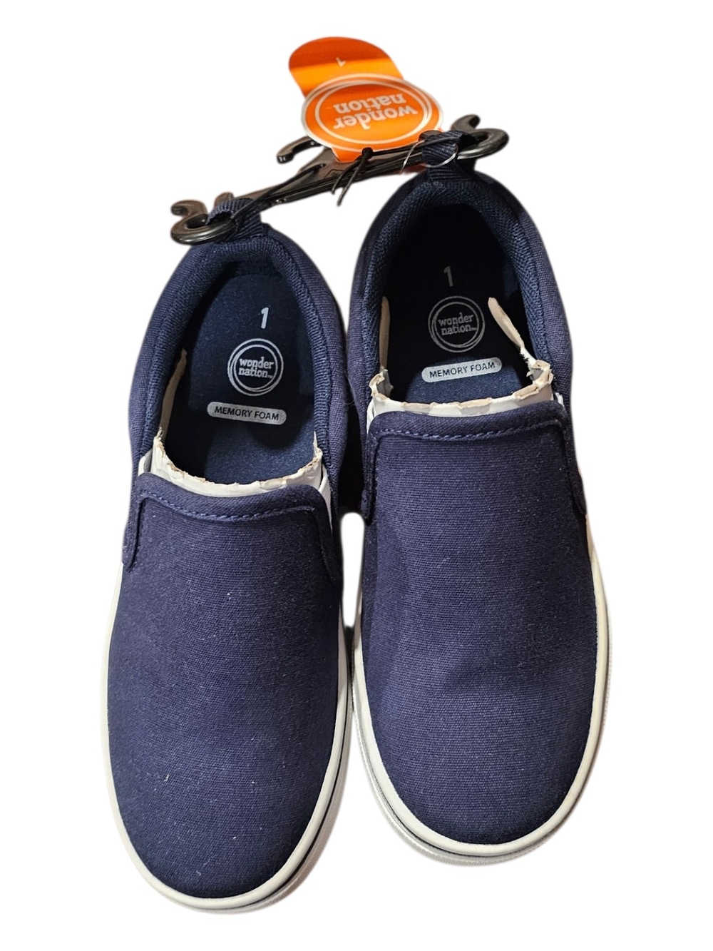 wonder nation Kids Slip-On Canvas Sneakers in Navy